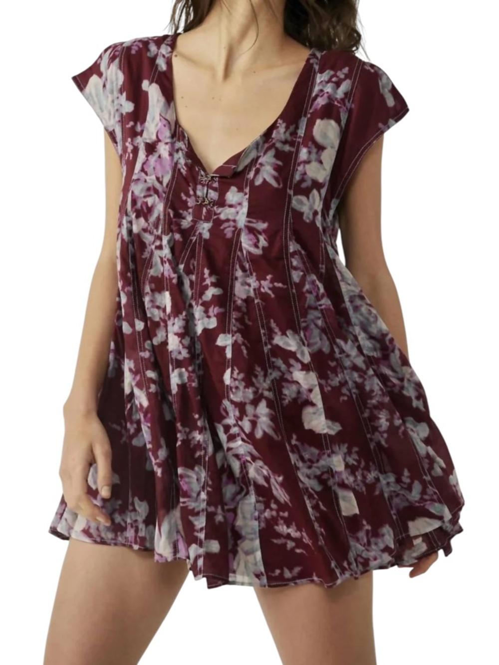 NWT FREE PEOPLE Sully Dress in Raisin Combo M